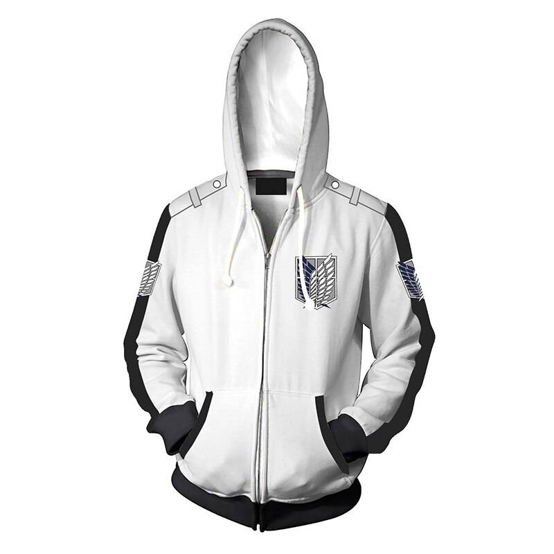 Unisex Attack On Titan Zipper Jacket - White / 4XL - Anime - Shirts & Tops - 11 - 2024