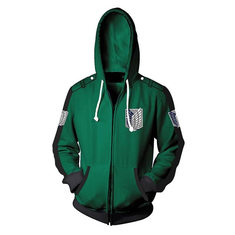 Unisex Attack On Titan Zipper Jacket - Green / 4XL - Anime - Shirts & Tops - 12 - 2024