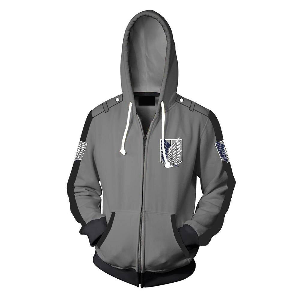 Unisex Attack On Titan Zipper Jacket - Gray / 4XL - Anime - Shirts & Tops - 9 - 2024