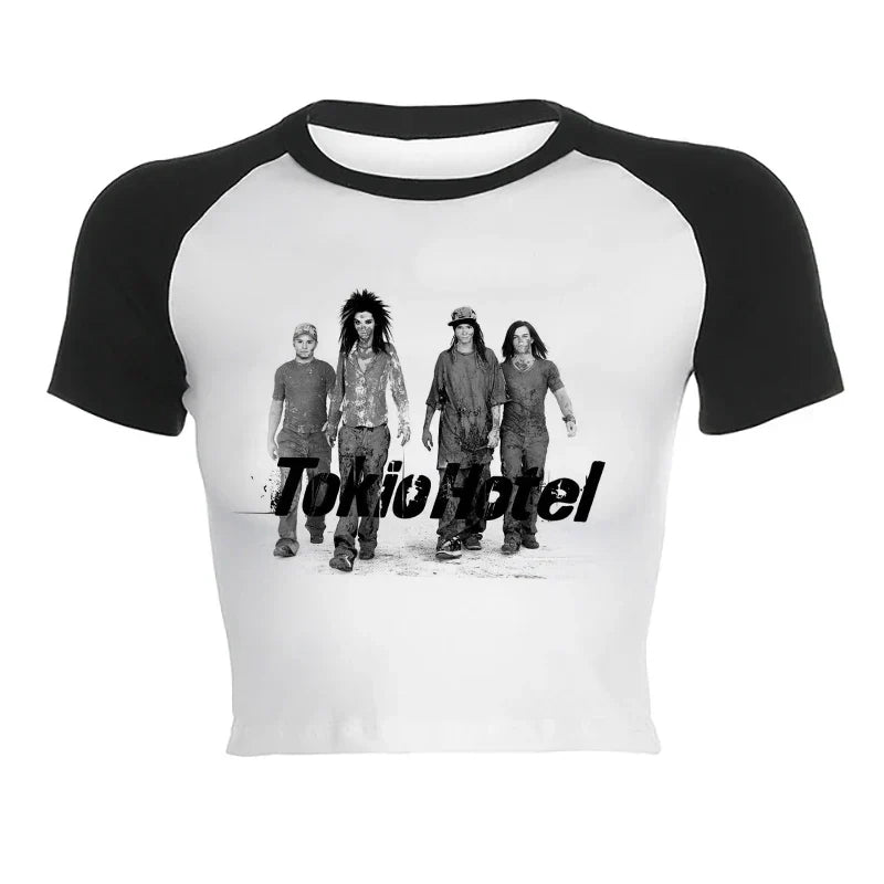 Tokio Hotel Short Sleeve Crop Top - H234 / M - Women’s Clothing & Accessories - Shirts & Tops - 4 - 2024