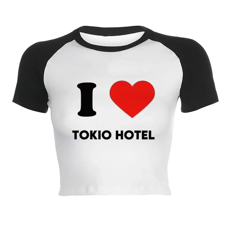 Tokio Hotel Short Sleeve Crop Top - H233 / L - Women’s Clothing & Accessories - Shirts & Tops - 5 - 2024