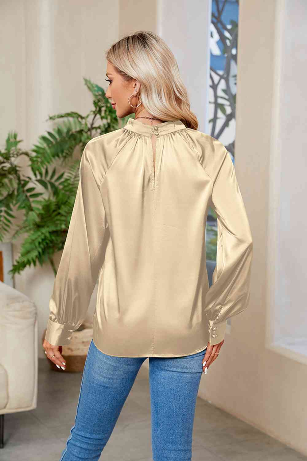 Cutout Mock Neck Long Sleeve Top - Tops & Tees - Shirts & Tops - 12 - 2024