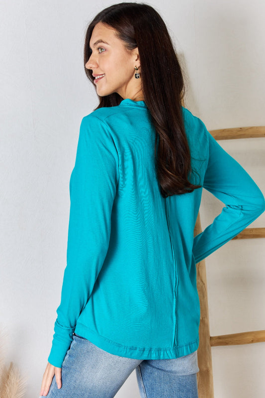 Exposed Seam Thumbhole Long Sleeve Top - Tops & Tees - Clothing Tops - 2 - 2024