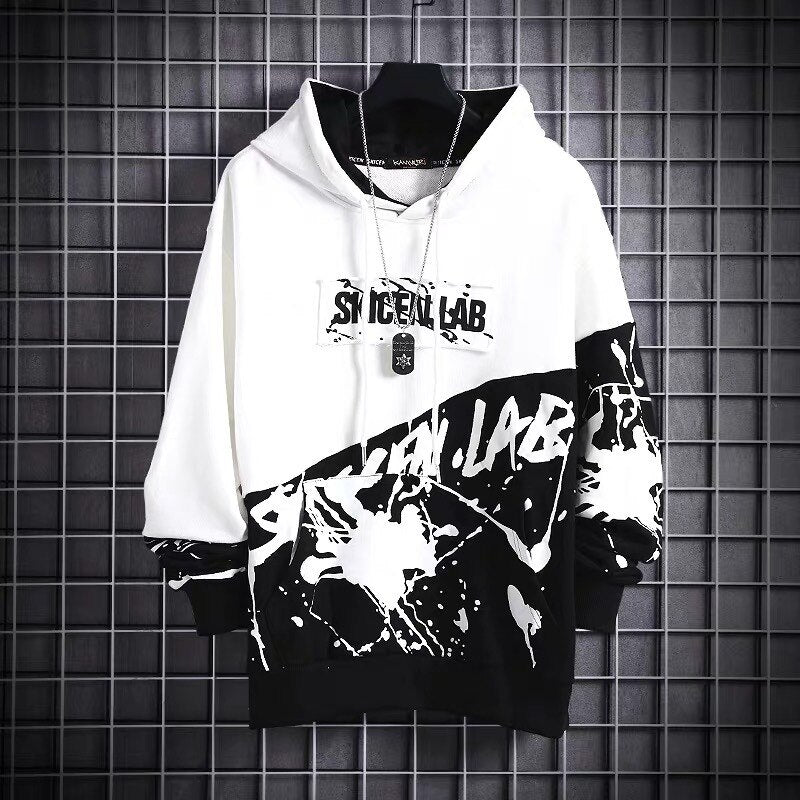 Harajuku Styled Hoodies - Lab - White/Black / M / Nearest Warehouse - Tops & Tees - Shirts & Tops - 34 - 2024