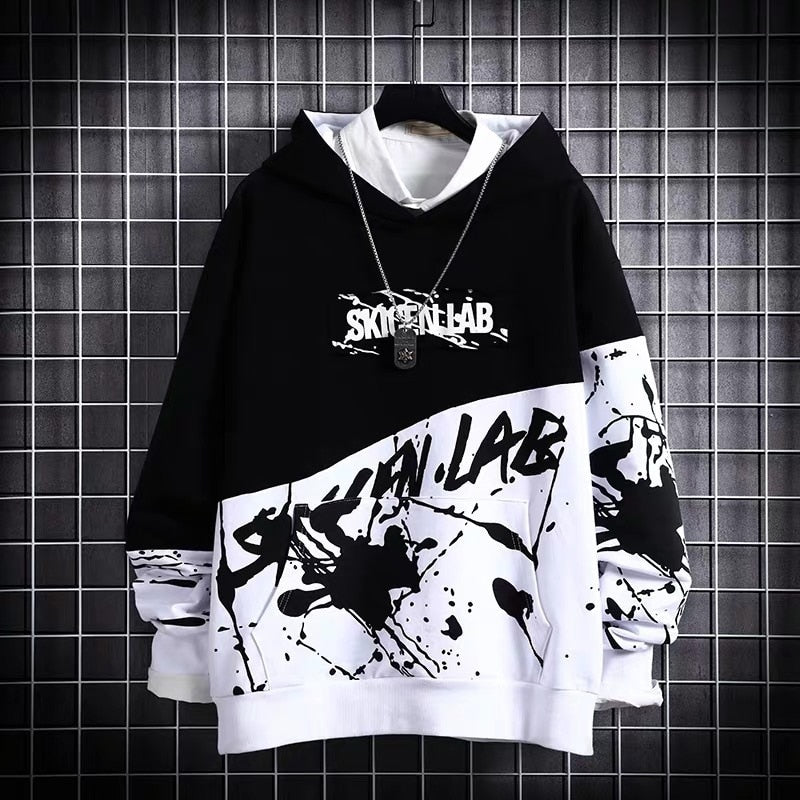 Harajuku Styled Hoodies - Lab - Black/White / M / Nearest Warehouse - Tops & Tees - Shirts & Tops - 38 - 2024