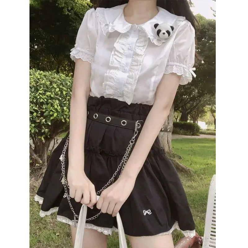 Kawaii White Blouse - Cute Lace Ruffle Tops - Tops & Tees - Shirts & Tops - 4 - 2024