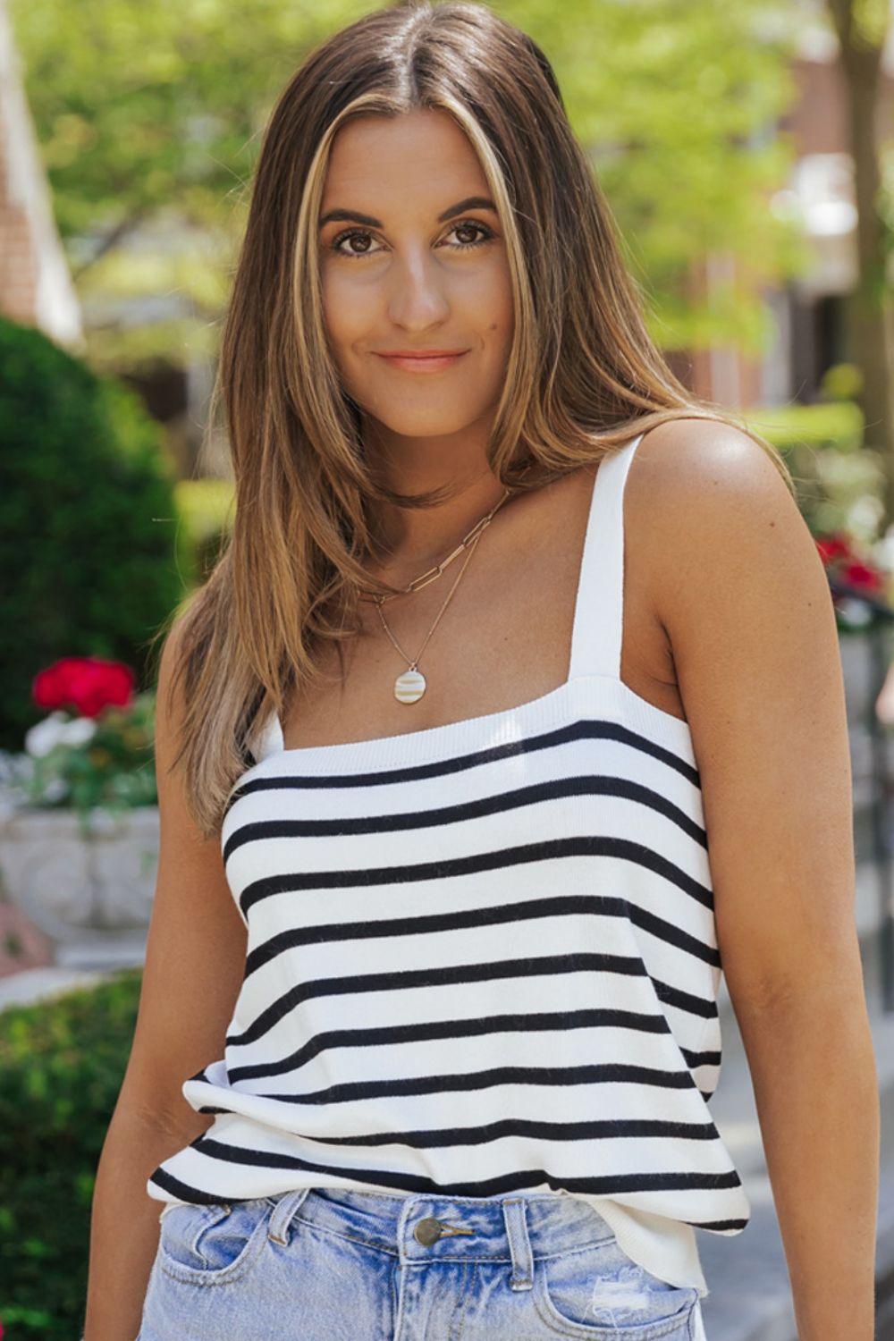 Striped Straight Neck Cami - Tops & Tees - Shirts & Tops - 6 - 2024