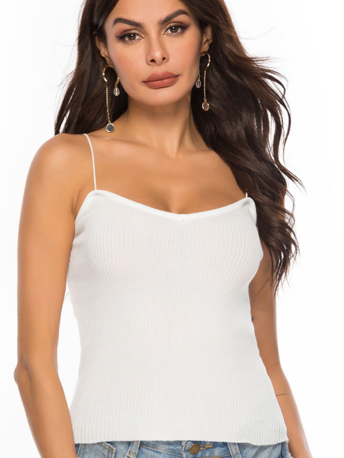 Sweetheart Neck Knit Cami - White / S - Tops & Tees - Shirts & Tops - 9 - 2024