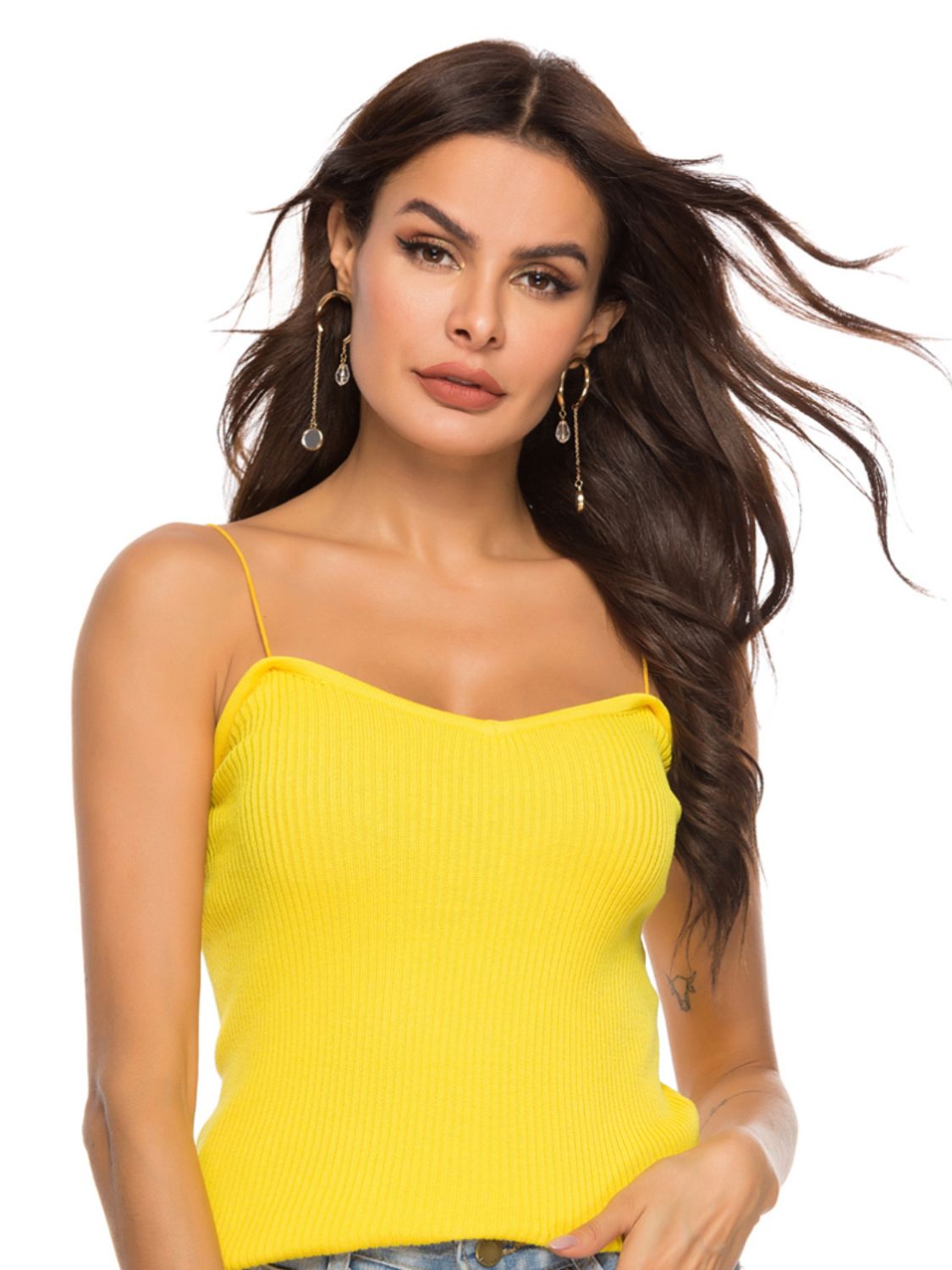 Sweetheart Neck Knit Cami - Yellow / S - Tops & Tees - Shirts & Tops - 3 - 2024