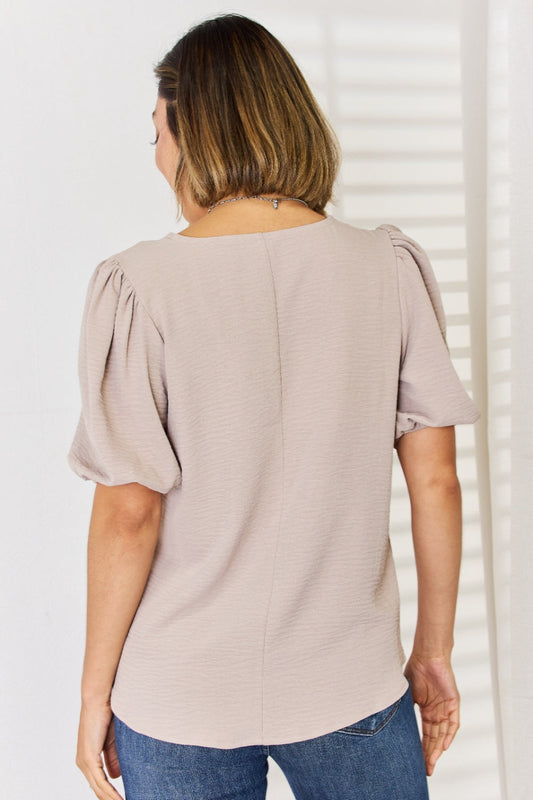 V-Neck Puff Sleeve Top - Tops & Tees - Clothing Tops - 2 - 2024