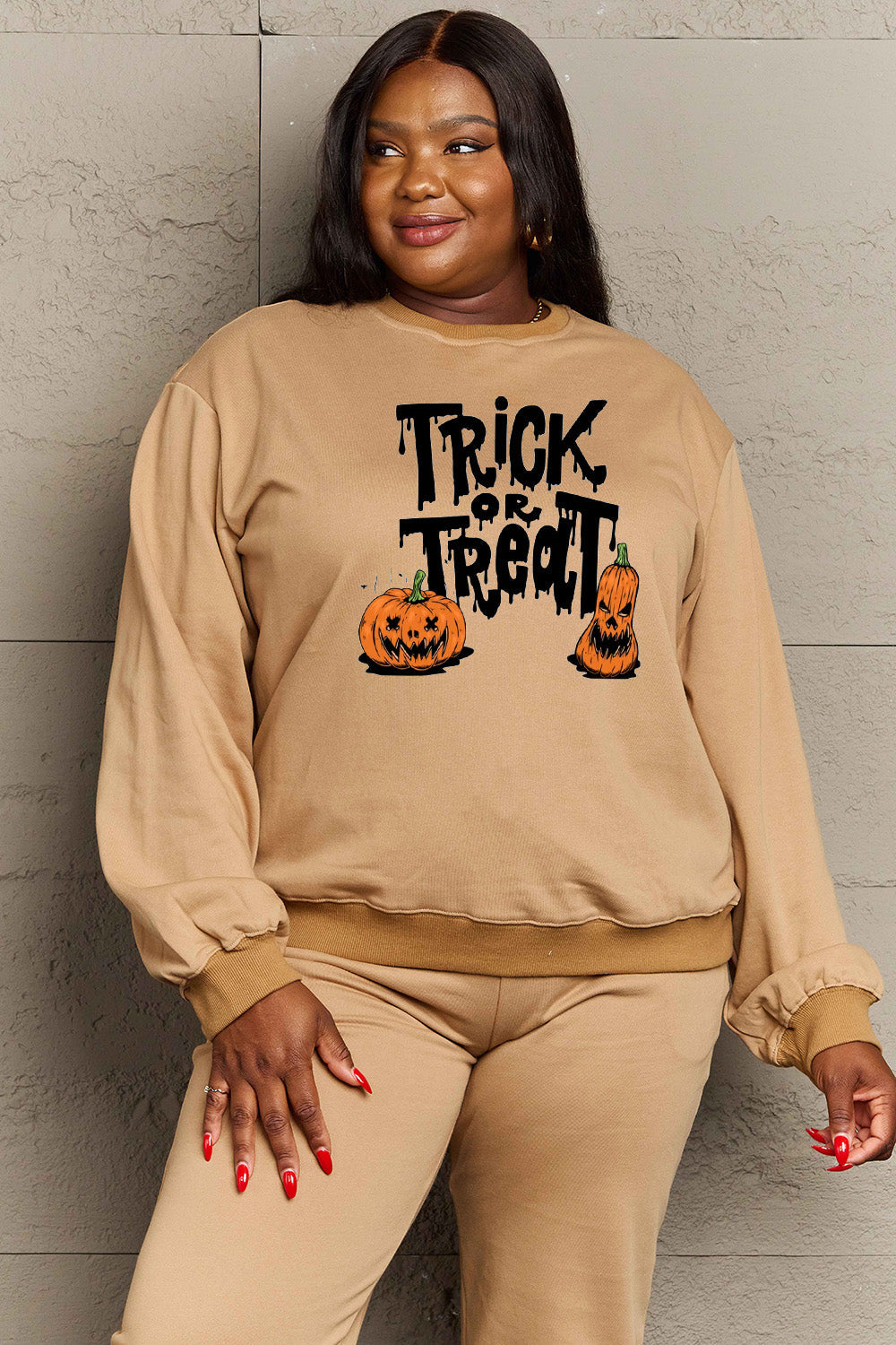 Full Size TRICK OR TREAT Graphic Sweatshirt - T-Shirts - Shirts & Tops - 5 - 2024