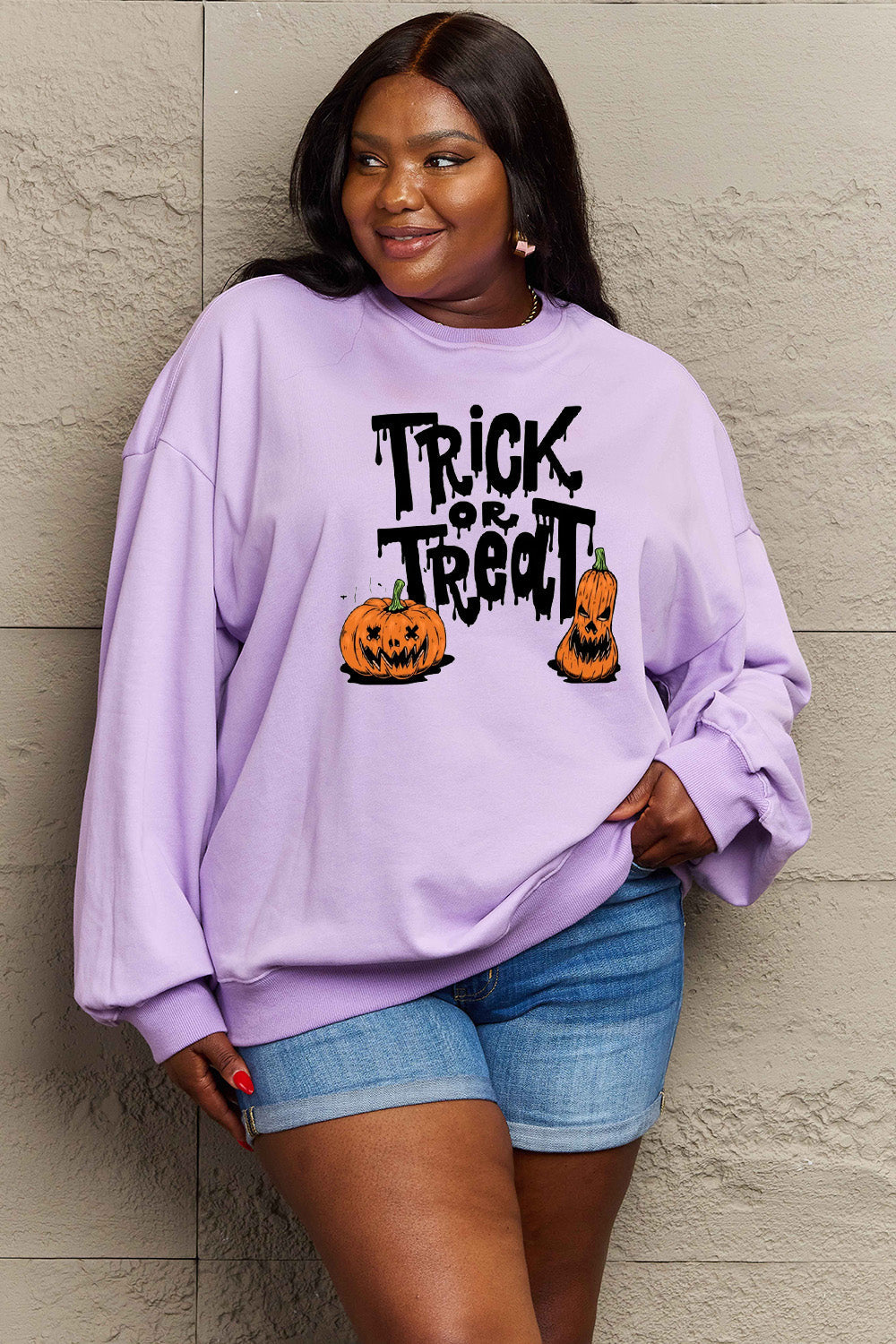 Full Size TRICK OR TREAT Graphic Sweatshirt - T-Shirts - Shirts & Tops - 3 - 2024