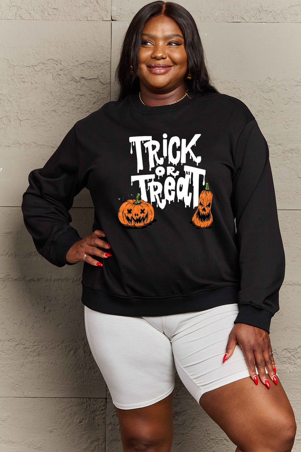 Full Size TRICK OR TREAT Graphic Sweatshirt - T-Shirts - Shirts & Tops - 14 - 2024