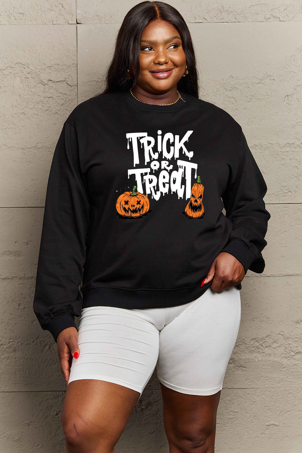 Full Size TRICK OR TREAT Graphic Sweatshirt - Black / S - T-Shirts - Shirts & Tops - 13 - 2024