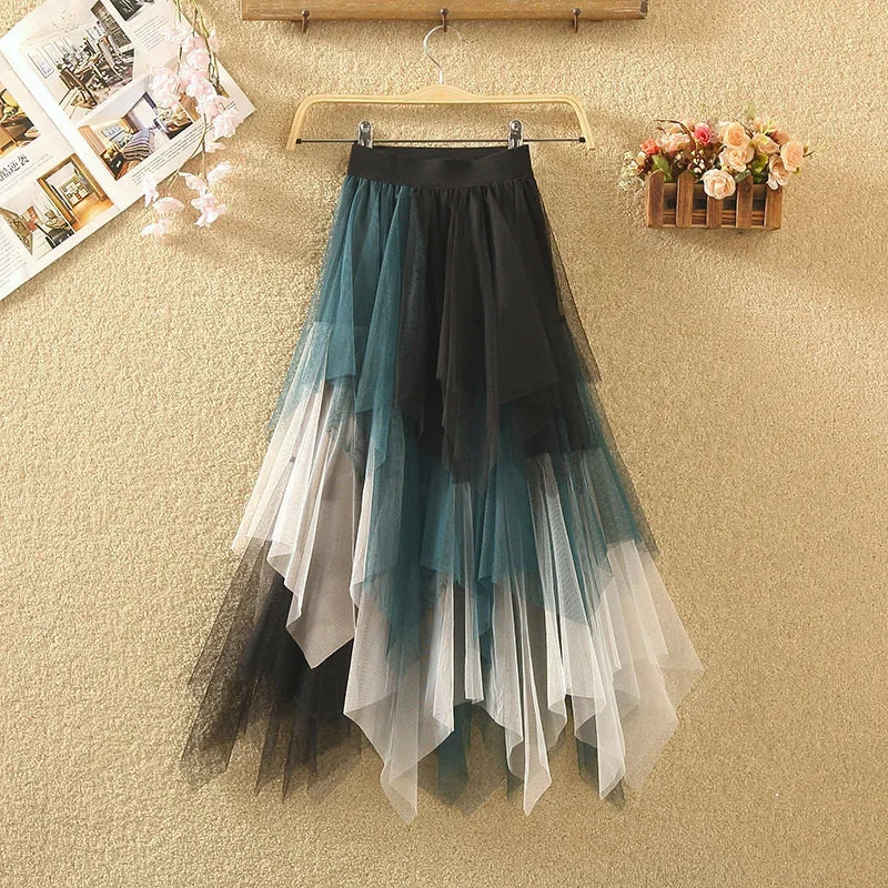 Tulle Midi Skirt for Women - Harajuku High Waist Fashion Summer Tutu - Bottoms - Skirts - 20 - 2024