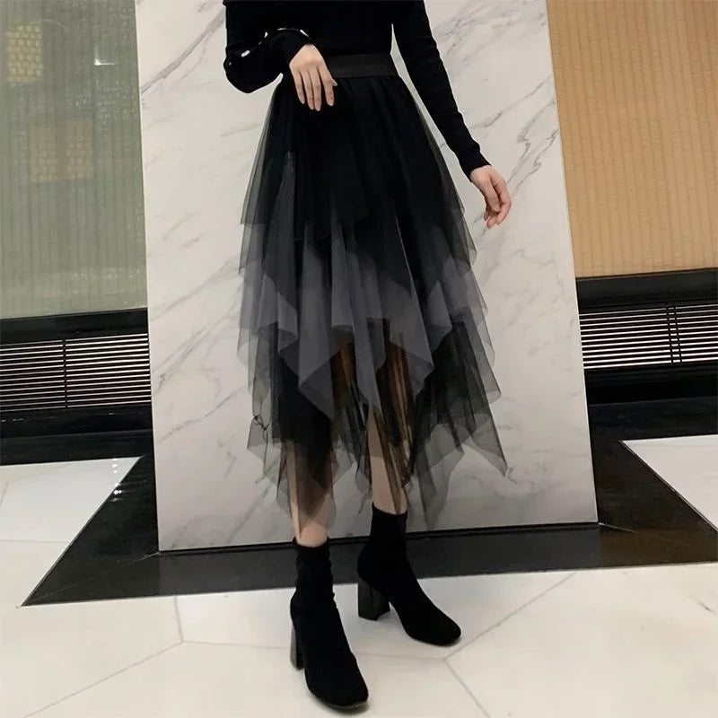 Tulle Midi Skirt for Women - Harajuku High Waist Fashion Summer Tutu - Bottoms - Skirts - 4 - 2024