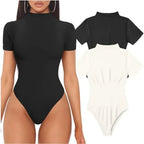 Short Sleeve Turtleneck Bodysuit - Women’s Clothing & Accessories - Intimates - 1
