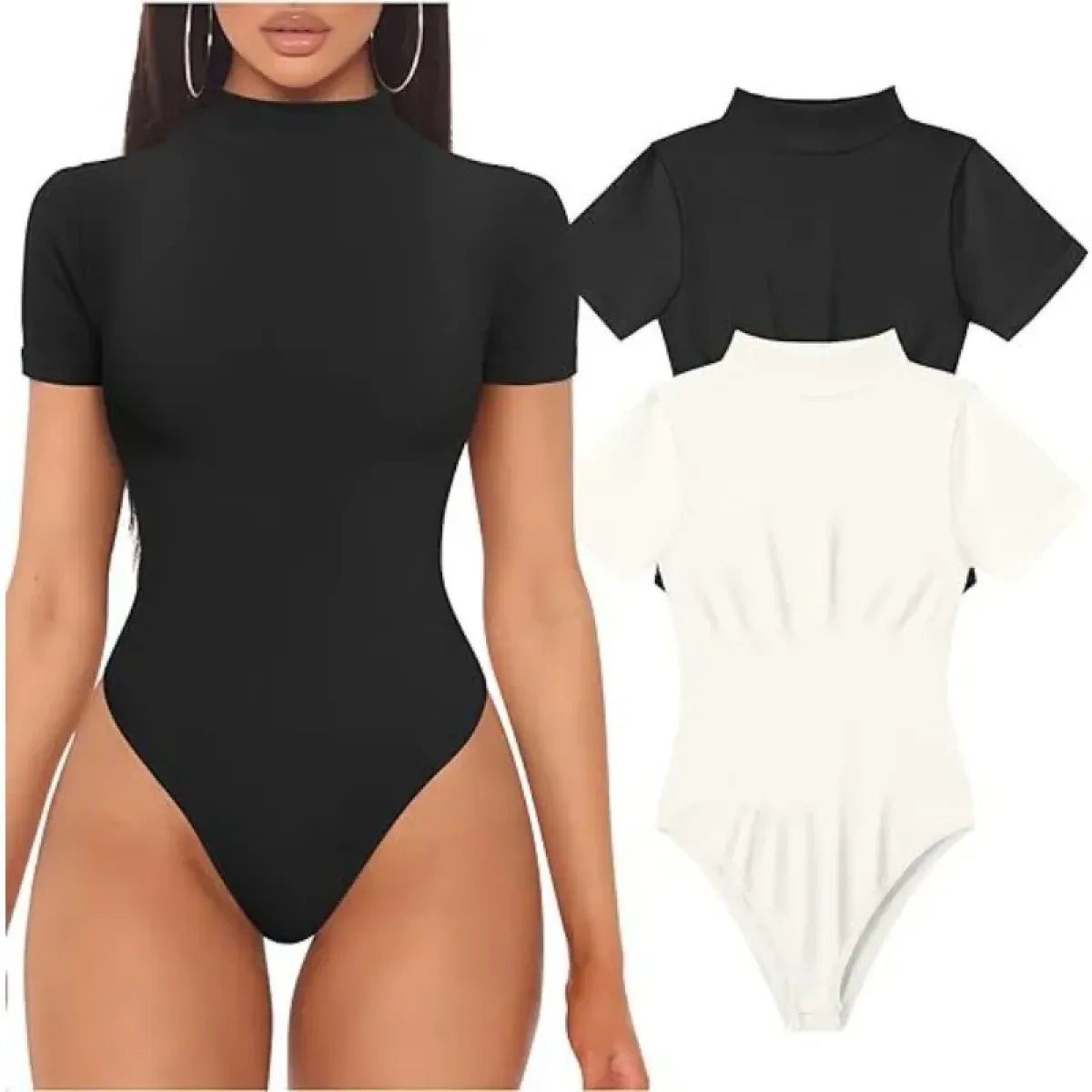 Short Sleeve Turtleneck Bodysuit - Women’s Clothing & Accessories - Intimates - 1