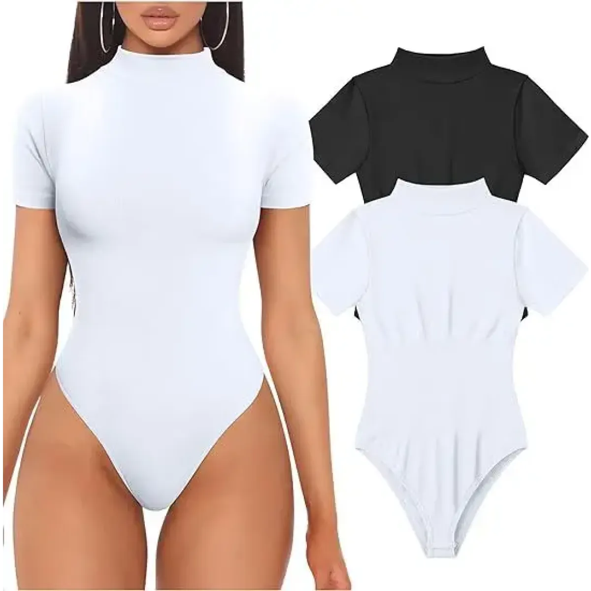 Short Sleeve Turtleneck Bodysuit - Women’s Clothing & Accessories - Intimates - 10