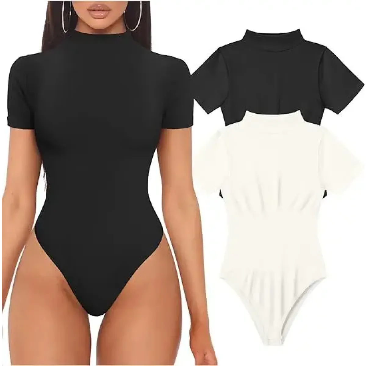 Short Sleeve Turtleneck Bodysuit - Women’s Clothing & Accessories - Intimates - 12
