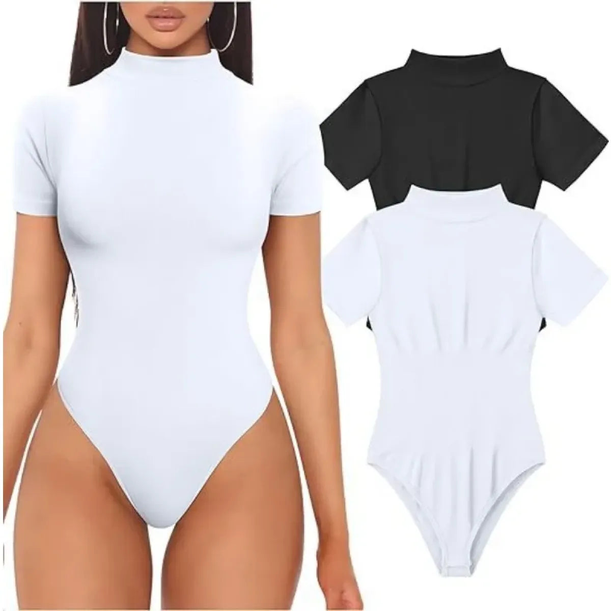 Short Sleeve Turtleneck Bodysuit - Women’s Clothing & Accessories - Intimates - 3