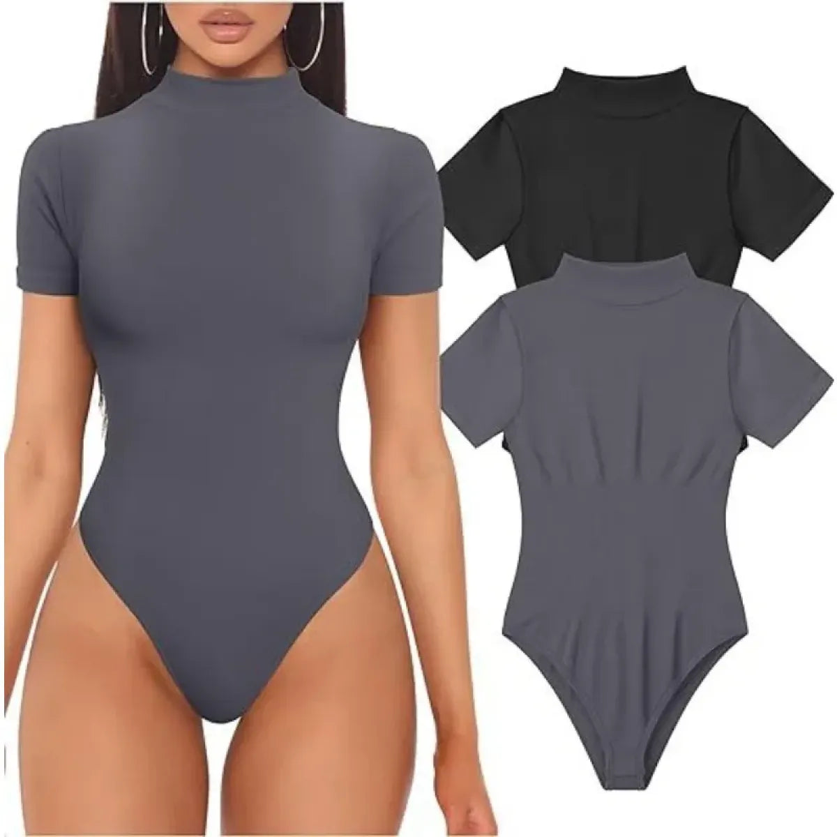 Short Sleeve Turtleneck Bodysuit - Women’s Clothing & Accessories - Intimates - 4