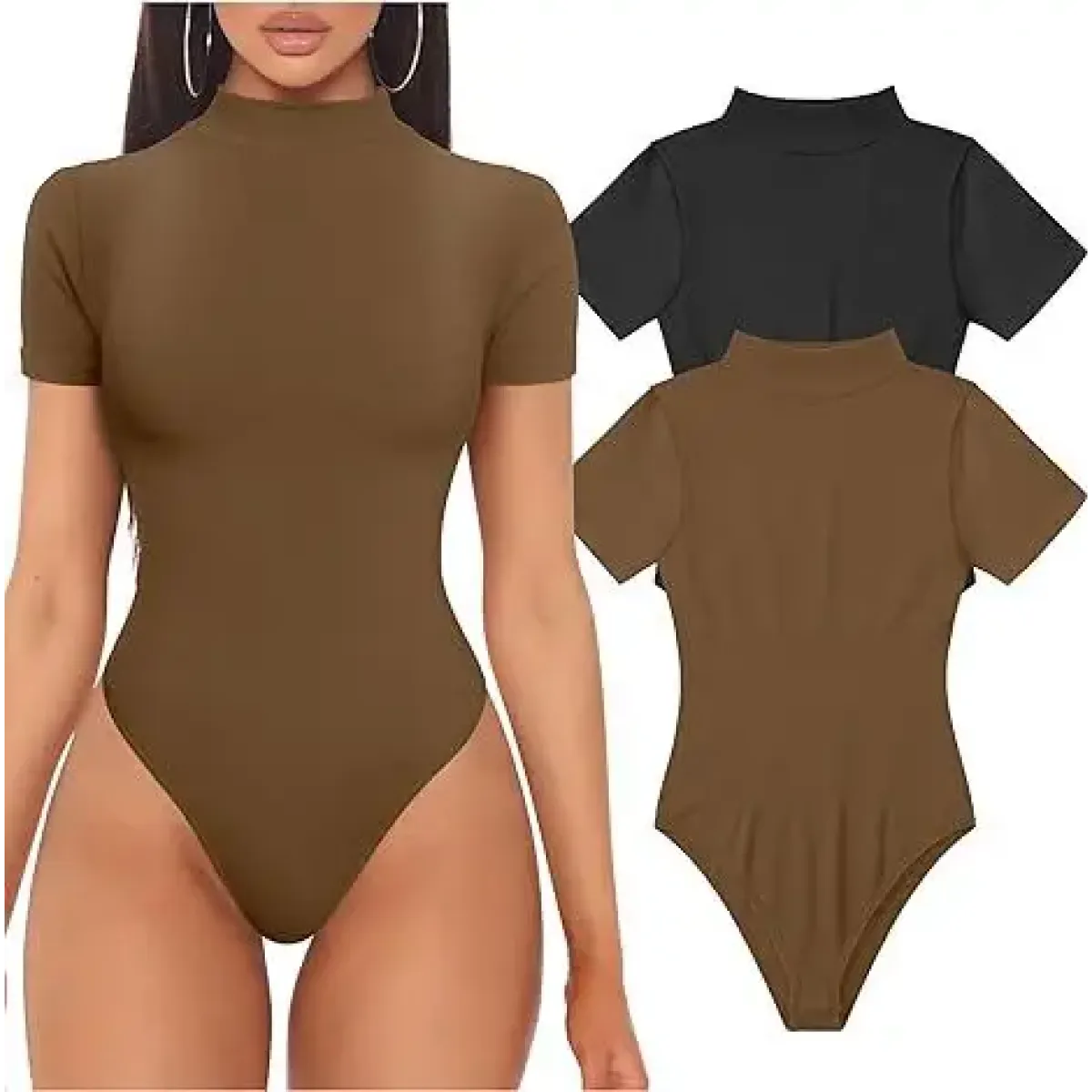 Short Sleeve Turtleneck Bodysuit - Women’s Clothing & Accessories - Intimates - 9