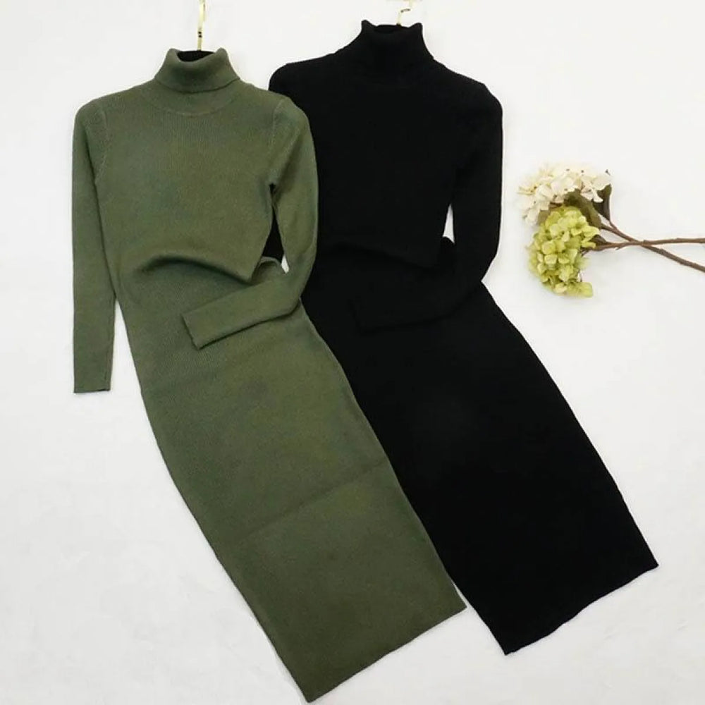 Turtleneck Sweater Dress - All Dresses - 1