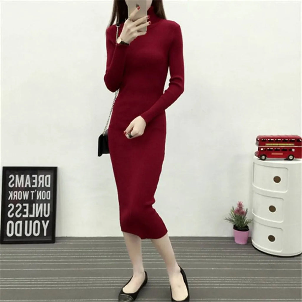 Turtleneck Sweater Dress - All Dresses - 7