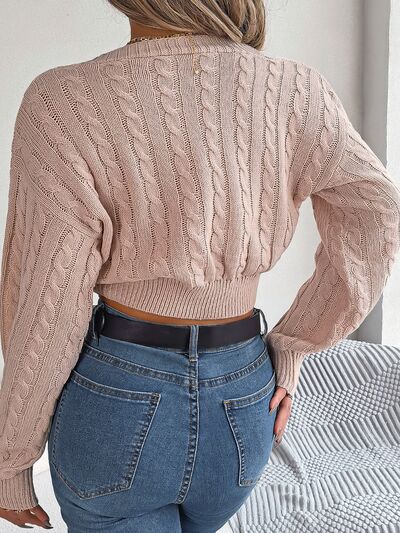 Twisted Cable-Knit V-Neck Sweater - Sweaters - Shirts & Tops - 2 - 2024