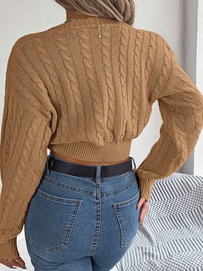 Twisted Cable-Knit V-Neck Sweater - Sweaters - Shirts & Tops - 9 - 2024