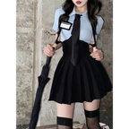 Preppy Style Two-Piece School Uniform Set - Corset Shirt and Pleated Skirt - Bottoms - 3
