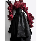 Gothic Vintage Lace Lolita Blouse & Skirt Set - Bottoms - Lolita Dress - 1