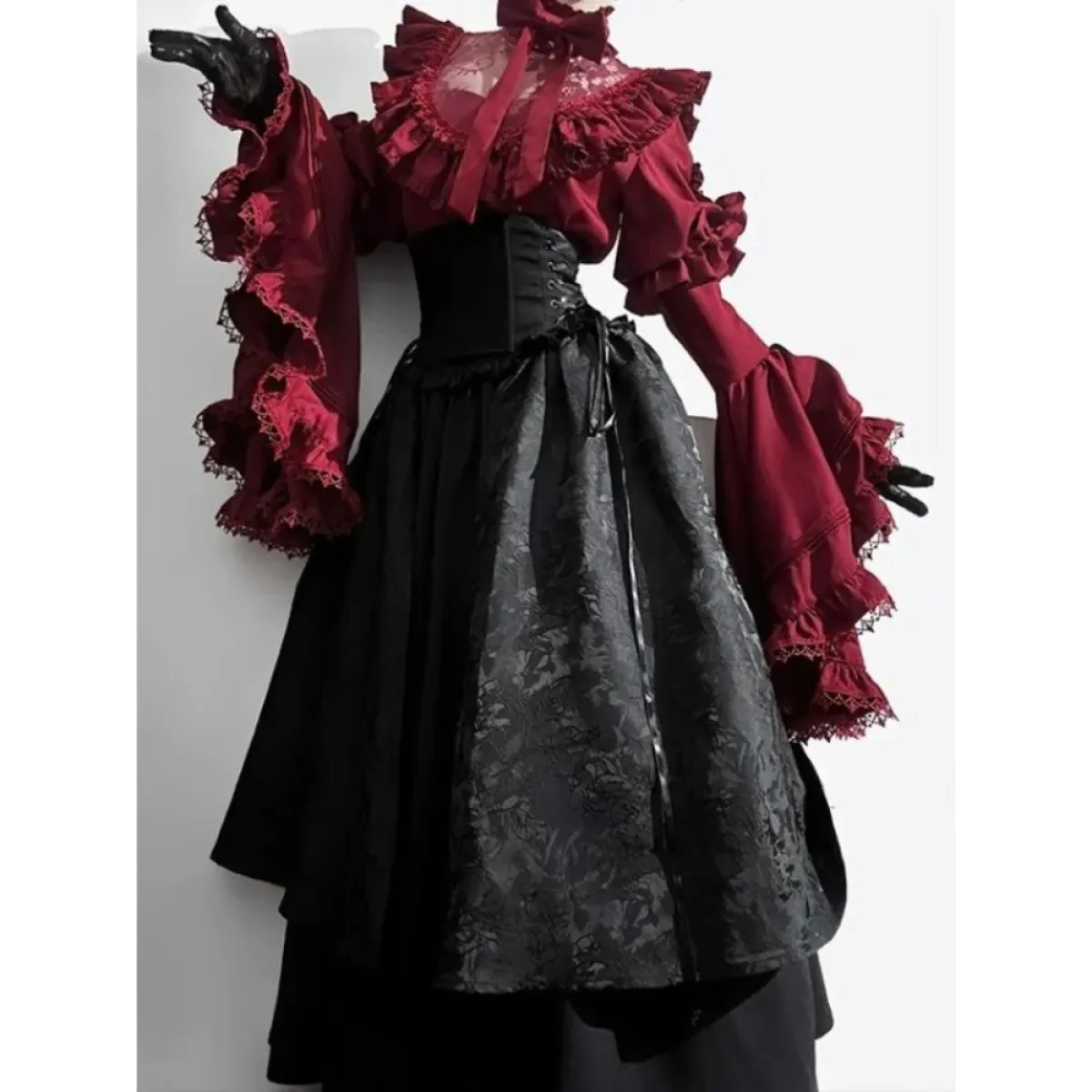 Gothic Vintage Lace Lolita Blouse & Skirt Set - Bottoms - Lolita Dress - 7