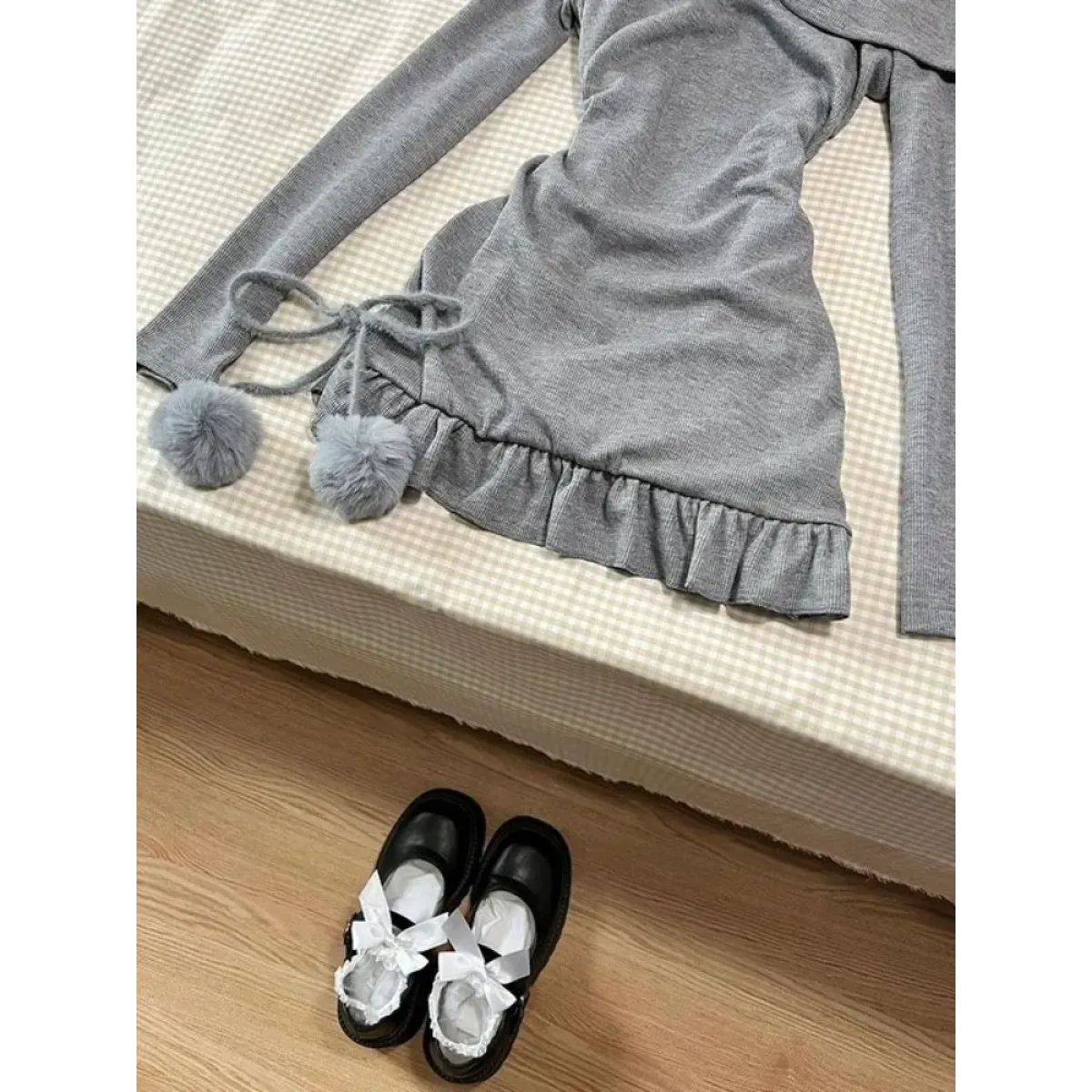 Lace Trim Knit Off-Shoulder Dress Set - All Dresses - Sets / Co-ords - 5