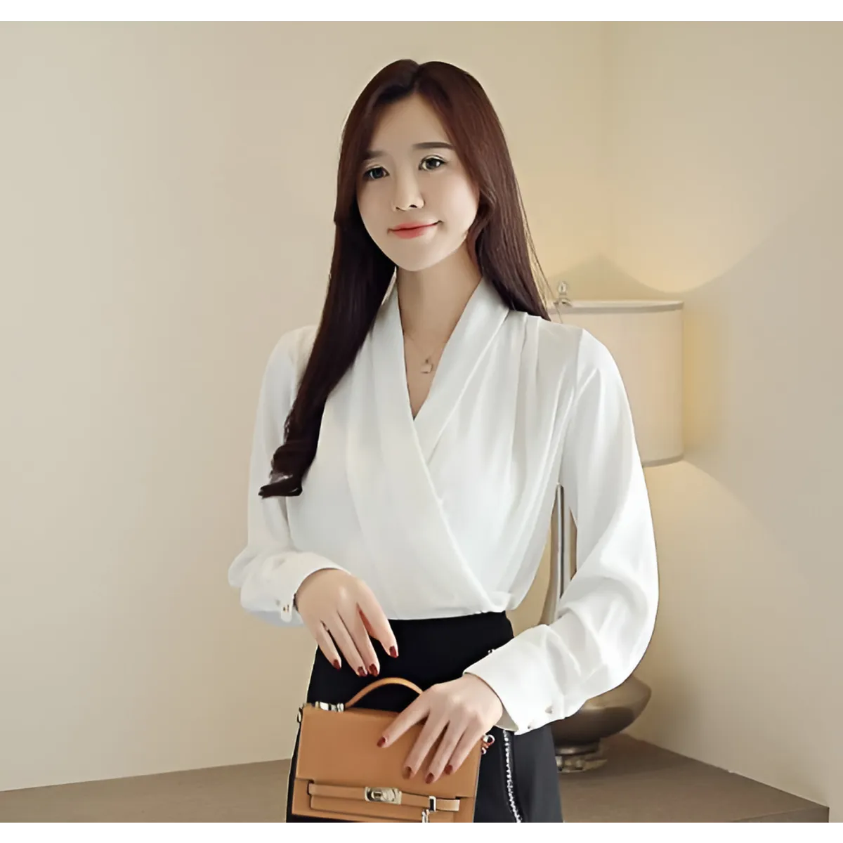 V-Neck Chiffon Blouse - Women’s Clothing & Accessories - 15