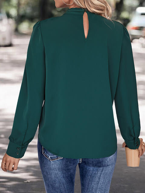 V-Neck Cutout Long Sleeve Blouse - Women’s Clothing & Accessories - Shirts & Tops - 2 - 2024