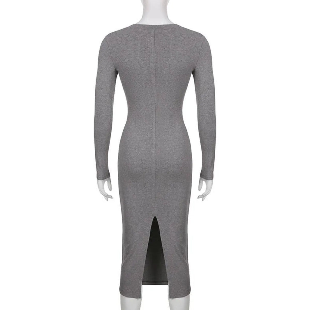 V-neck Knitted Dress - All Dresses - 11