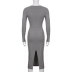 V-neck Knitted Dress - All Dresses - 11