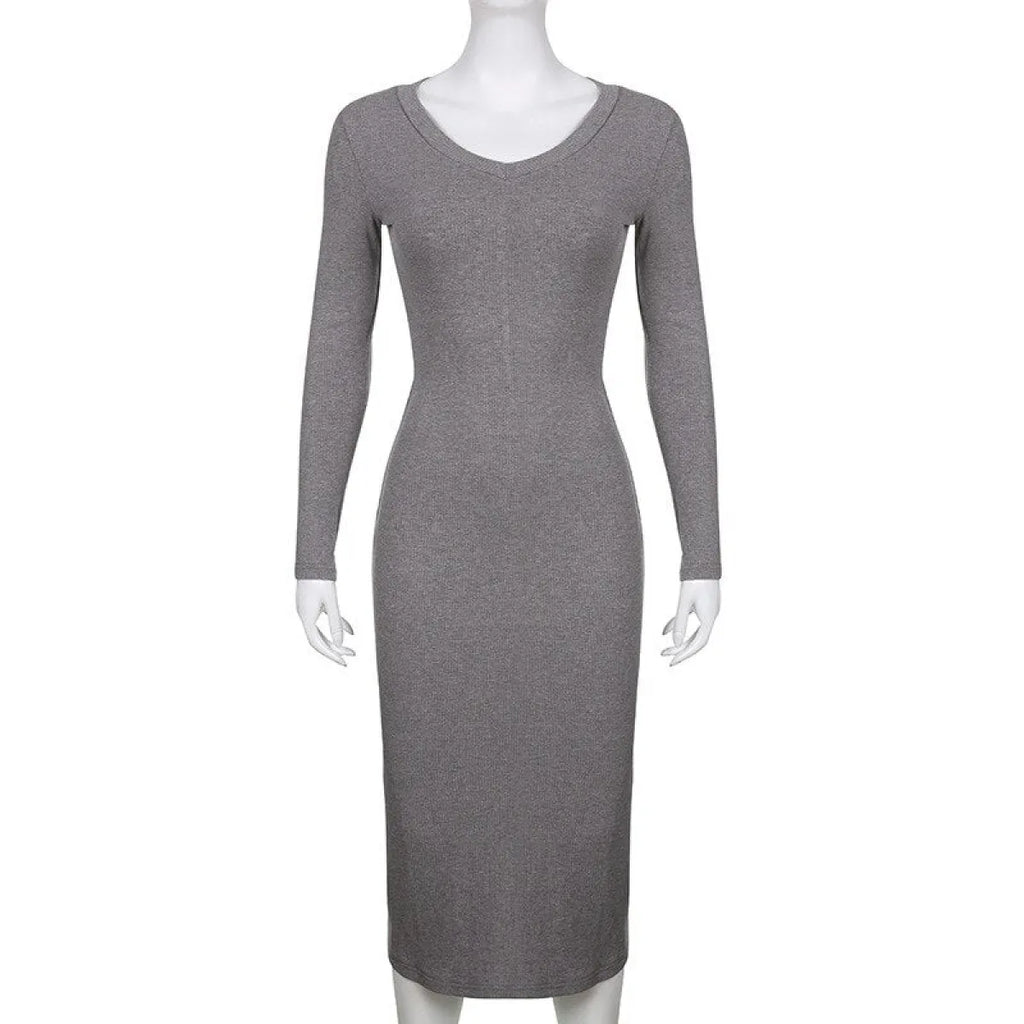V-neck Knitted Dress - All Dresses - 17