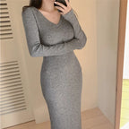 V-neck Knitted Dress - All Dresses - 4