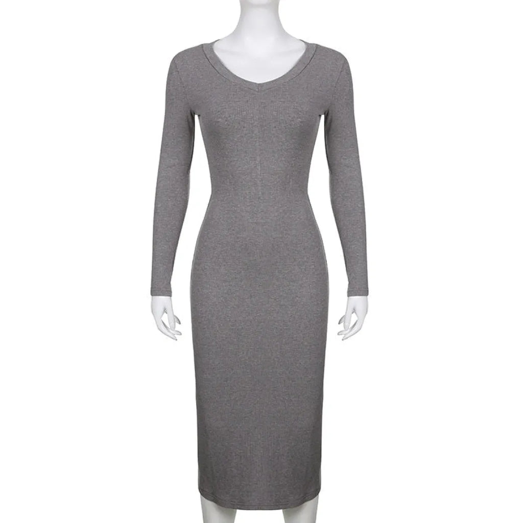 V-neck Knitted Dress - All Dresses - 5