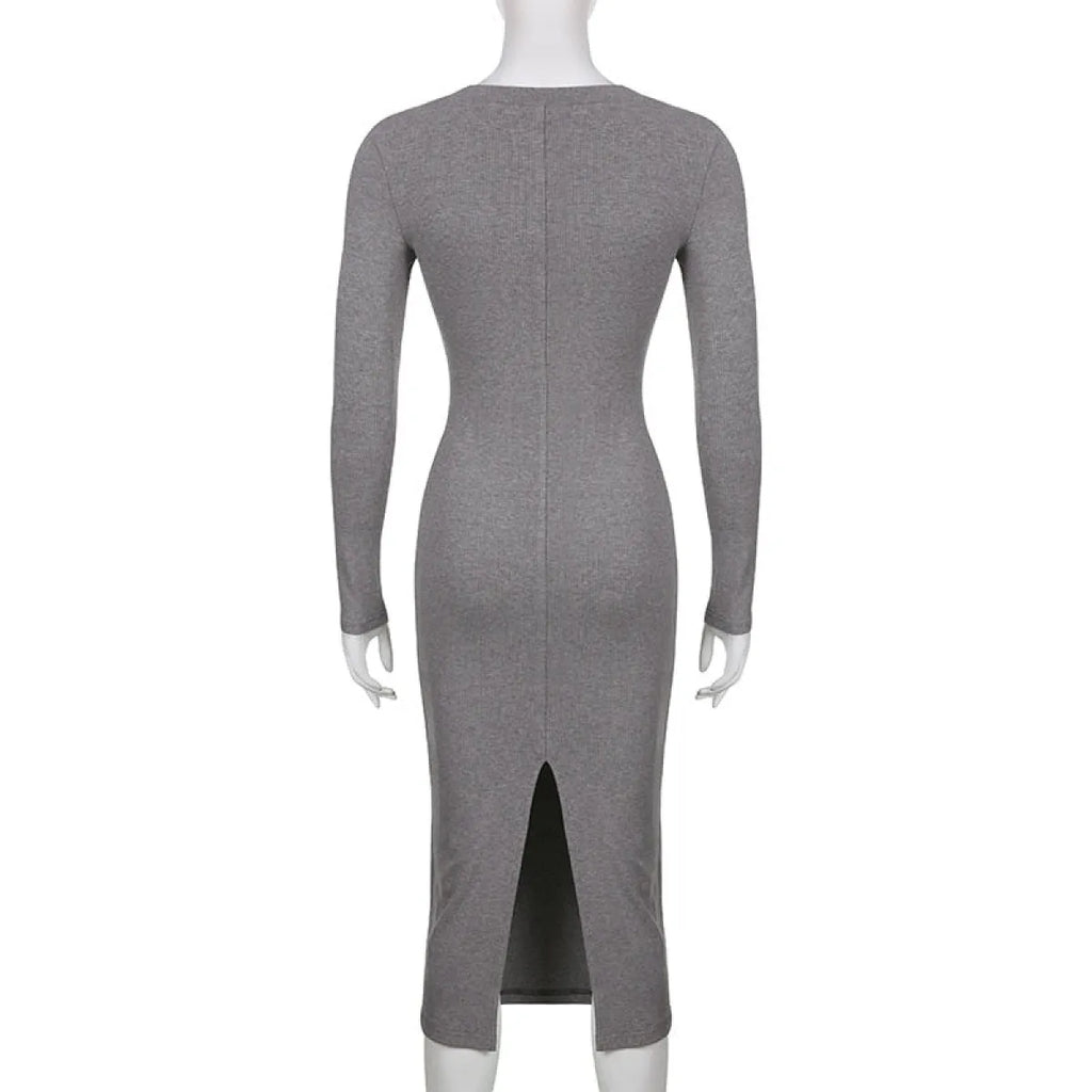 V-neck Knitted Dress - All Dresses - 6