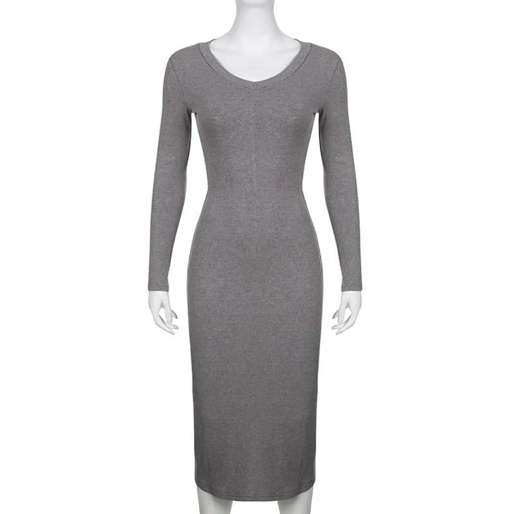 V-neck Knitted Dress - All Dresses - 8