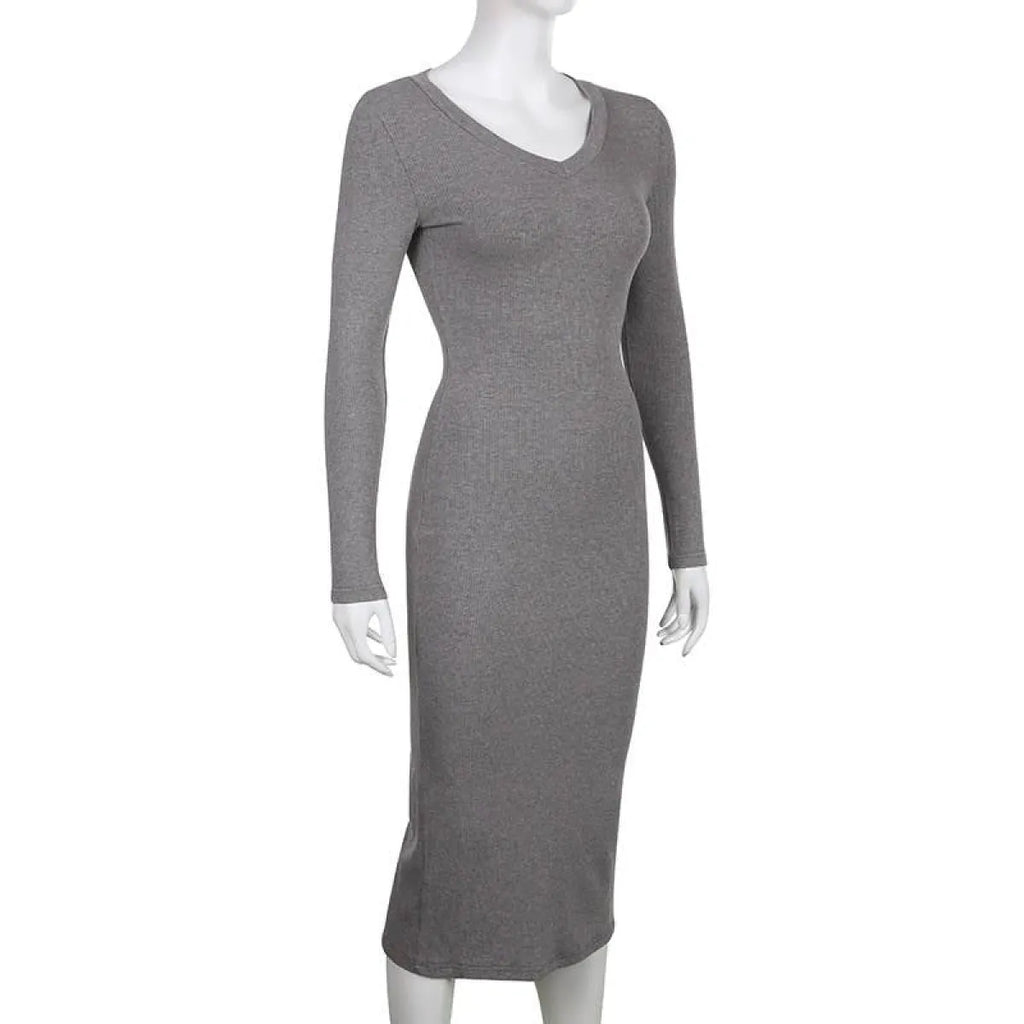 V-neck Knitted Dress - All Dresses - 9