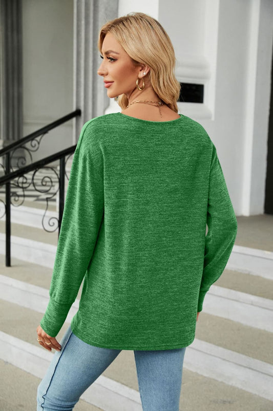 V-Neck Long Sleeve T-Shirt - T-Shirts - Shirts & Tops - 2 - 2024