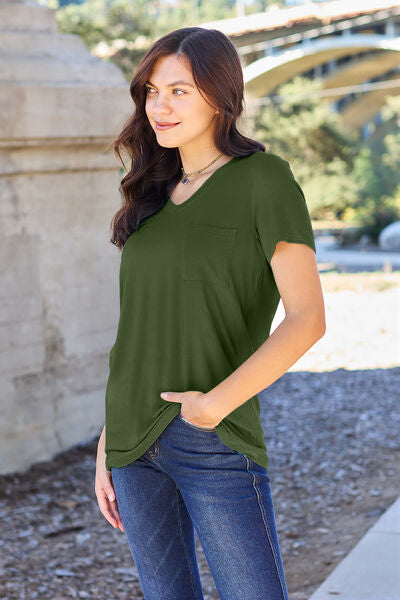 V-Neck Short Sleeve T-Shirt - Moss / S - T-Shirts - Shirts & Tops - 4 - 2024