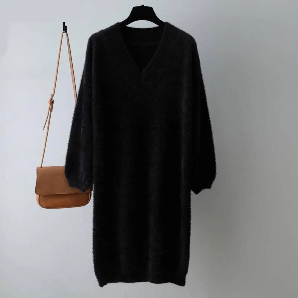 V-Neck Sweater Dress - All Dresses - 1