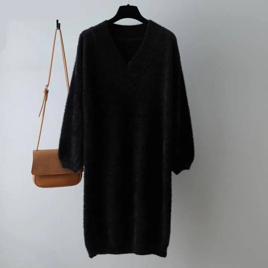 V-Neck Sweater Dress - All Dresses - 2