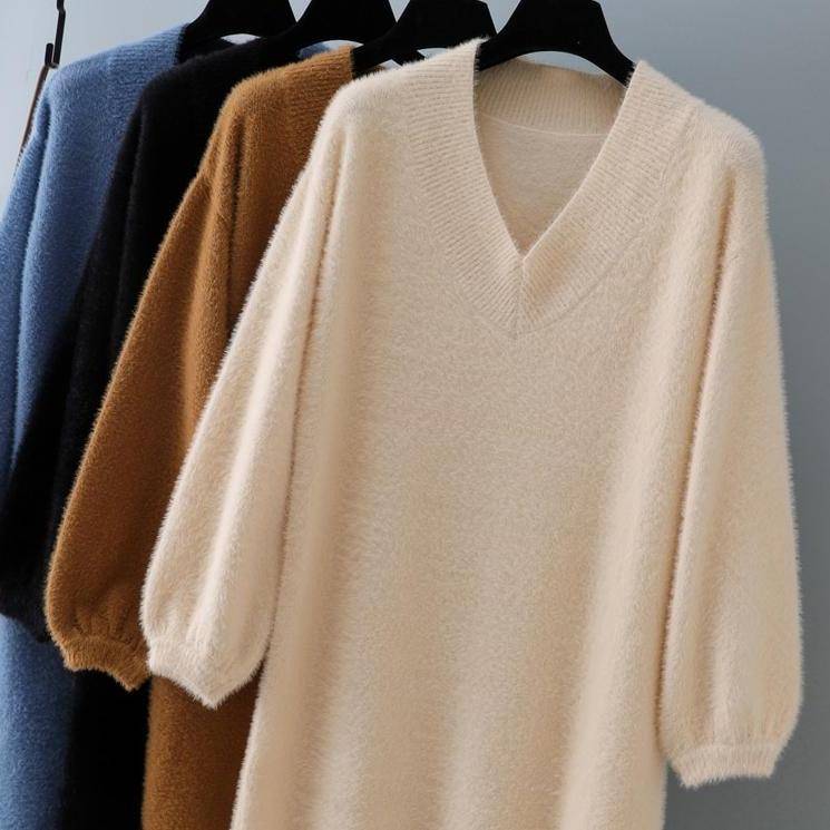 V-Neck Sweater Dress - All Dresses - Shirts & Tops - 3 - 2024